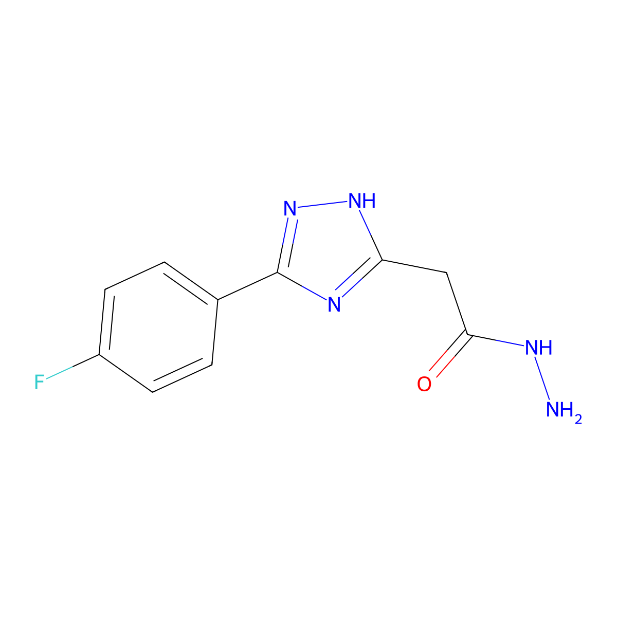 2-[5-(4-fluorophenyl)-4H-1,2,4-triazol-3-yl]acetohydrazide molecular structure, CAS 2185840-28-0