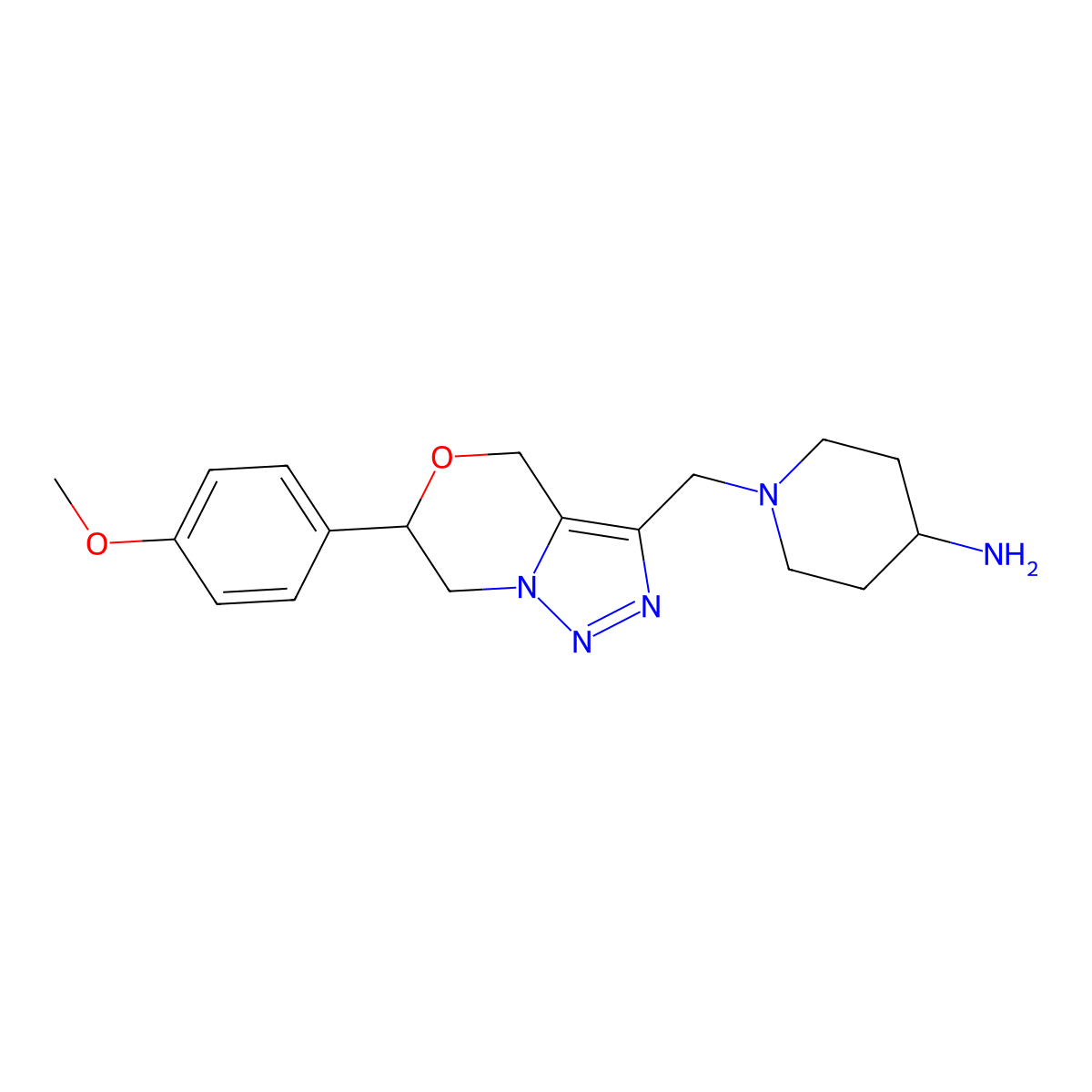 1-[[6-(4-Methoxyphenyl)-6,7-dihydro-4H-triazolo[5,1-c][1,4]oxazin-3-yl]methyl]piperidin-4-amine molecular structure, CAS 2185840-30-4