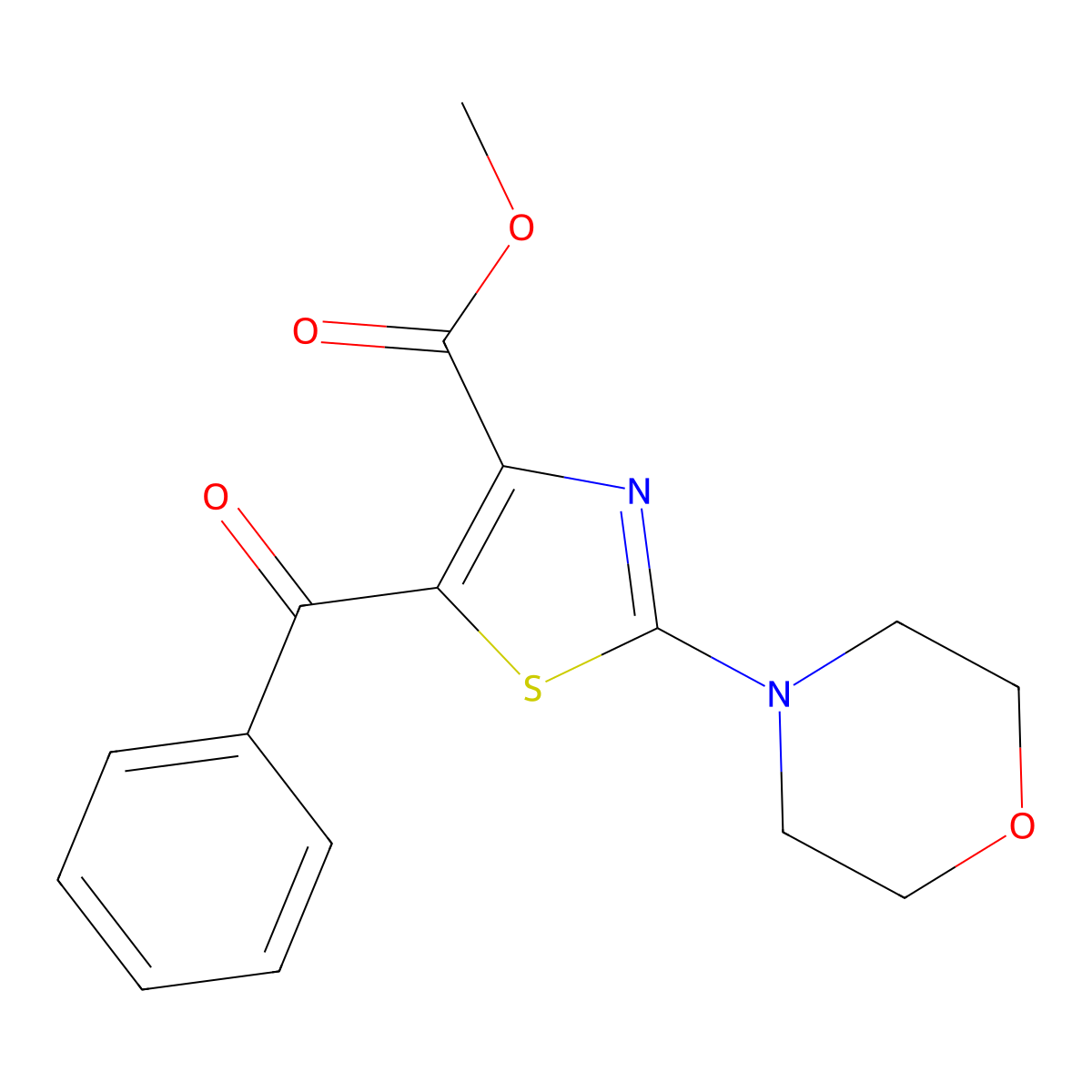 Methyl 5-benzoyl-2-morpholin-4-yl-1,3-thiazole-4-carboxylate molecular structure, CAS 2185849-66-3