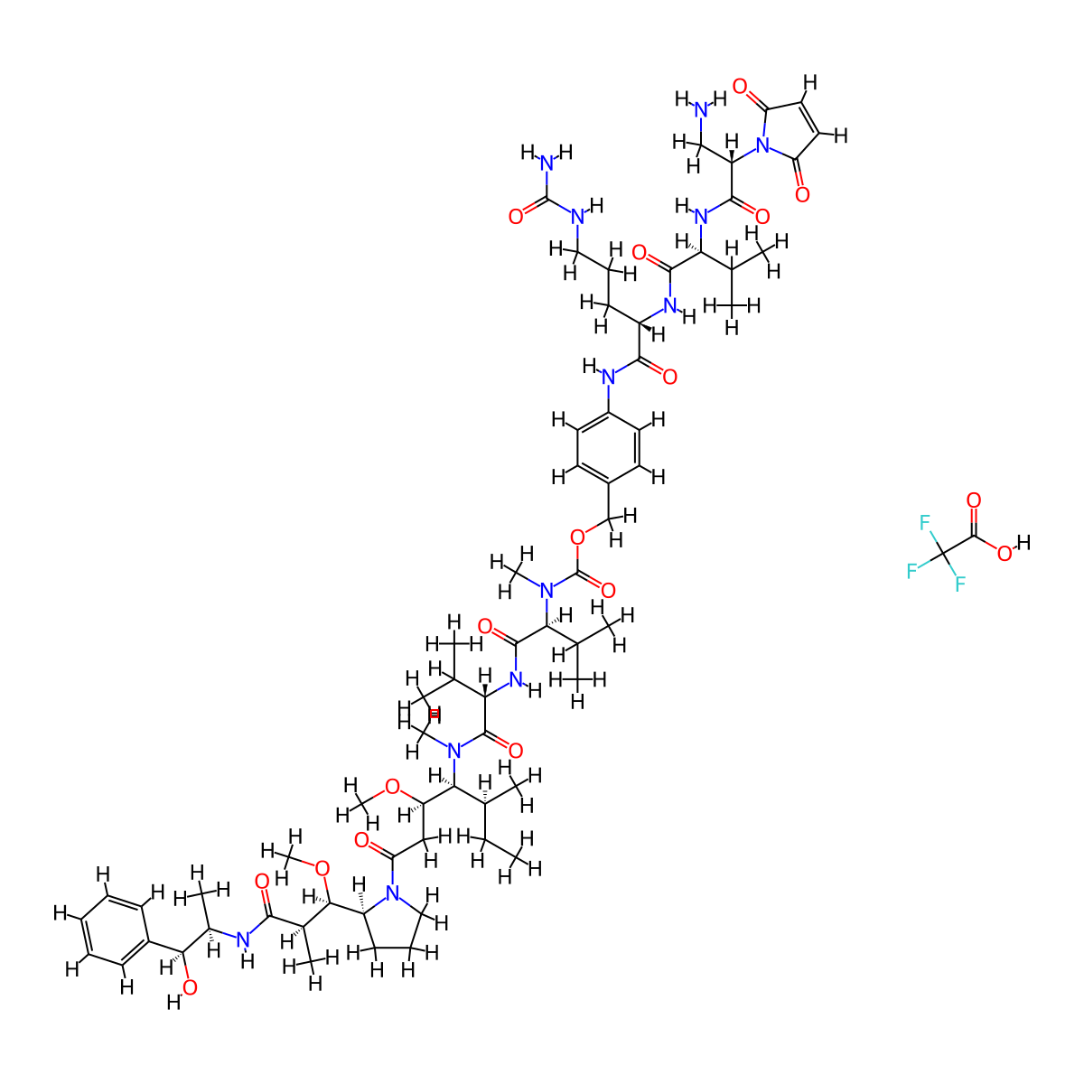 mDPR-Val-Cit-PAB-MMAE TFA molecular structure, CAS 2185872-76-6