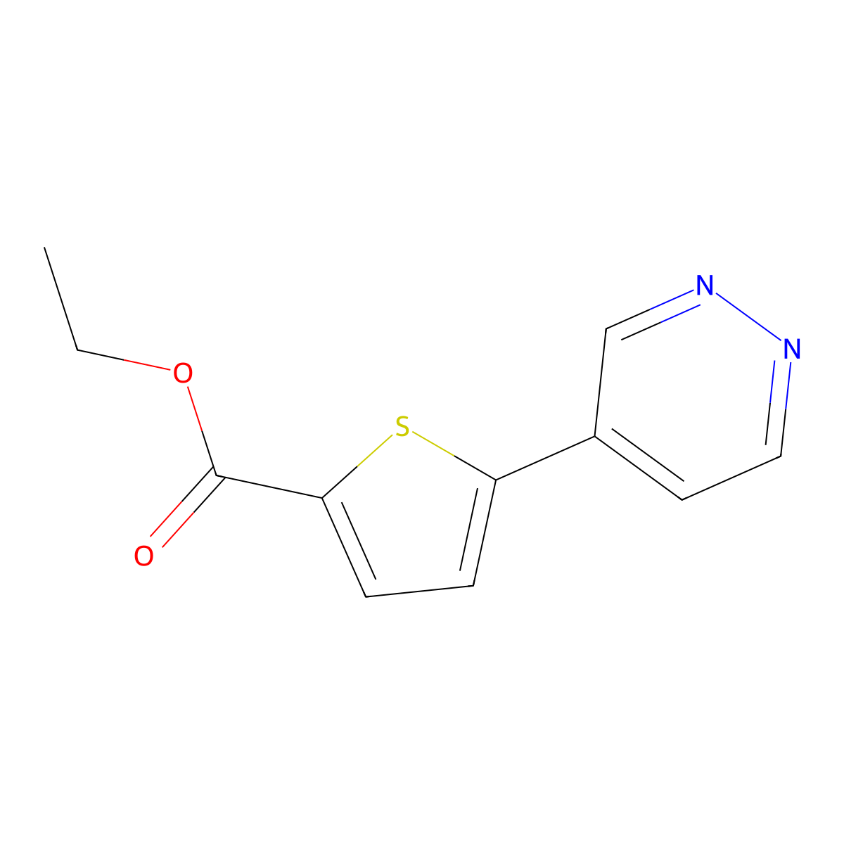 Ethyl 5-(pyridazin-4-yl)thiophene-2-carboxylate molecular structure, CAS 2185880-43-5