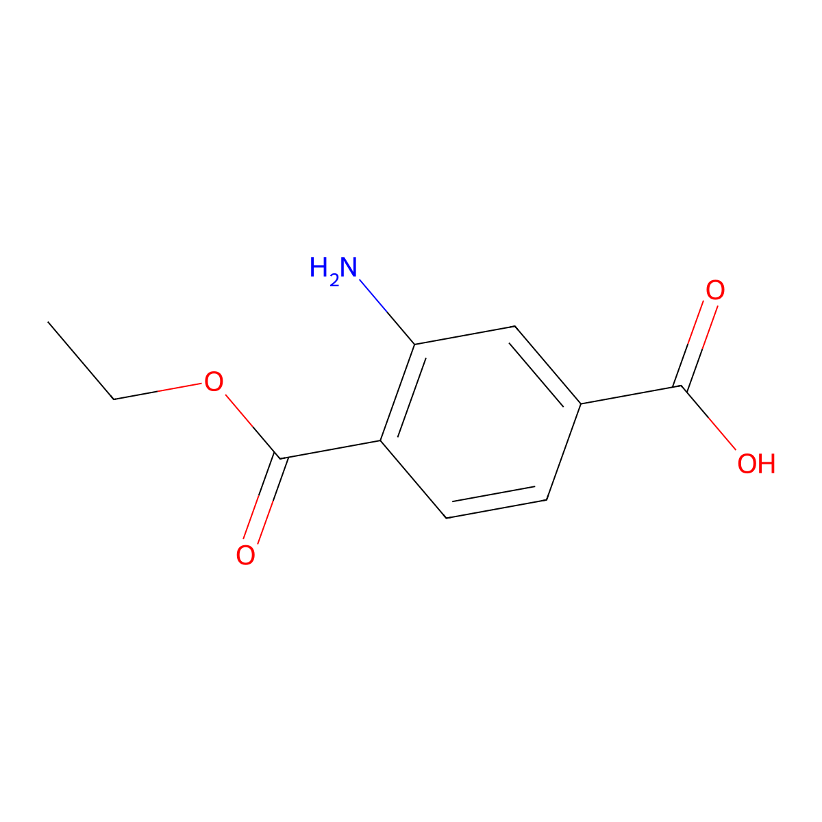 3-Amino-4-(ethoxycarbonyl)benzoic acid molecular structure, CAS 218590-81-9