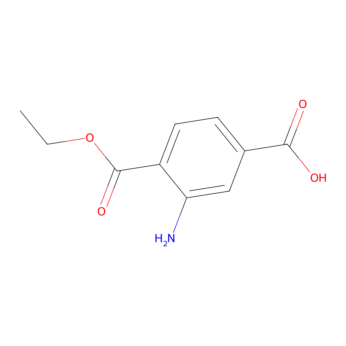 3-Amino-4-(ethoxycarbonyl)benzoic acid molecular structure, CAS 218590-81-9
