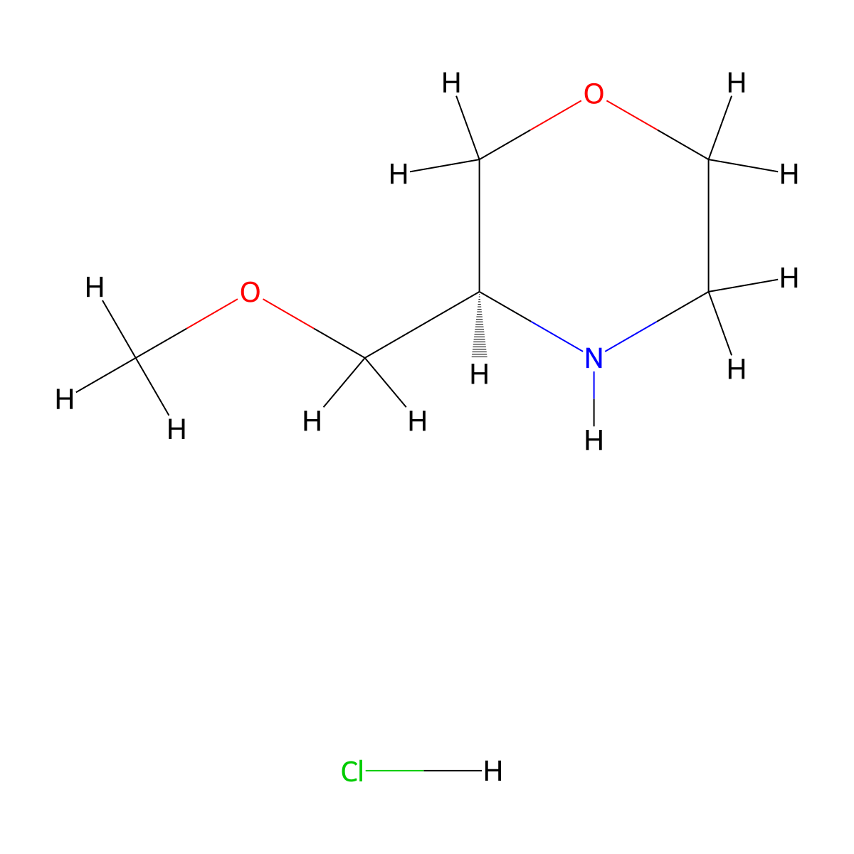 (3S)-3-(methoxymethyl)morpholine hydrochloride molecular structure, CAS 218594-76-4