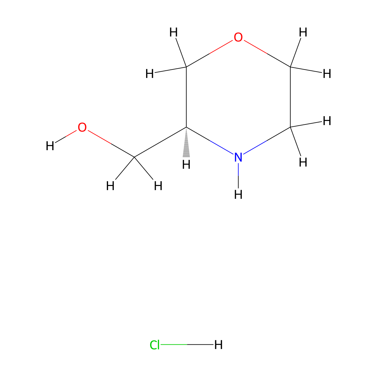 3(S)-Hydroxymethylmorpholine hydrochloride molecular structure, CAS 218594-79-7