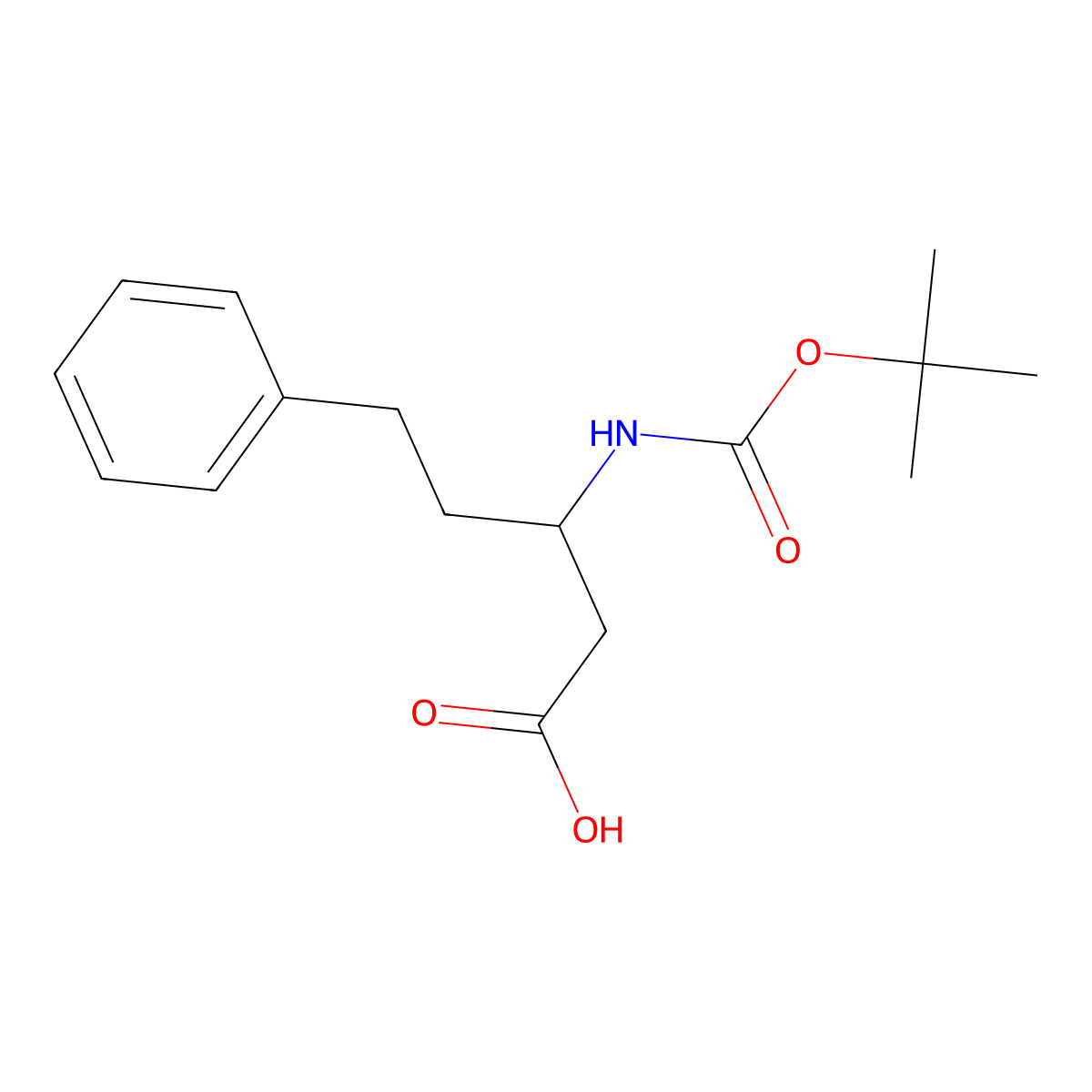 (betaR)-beta-(((1,1-Dimethylethoxy)carbonyl)amino)benzenepentanoic acid molecular structure, CAS 218608-83-4
