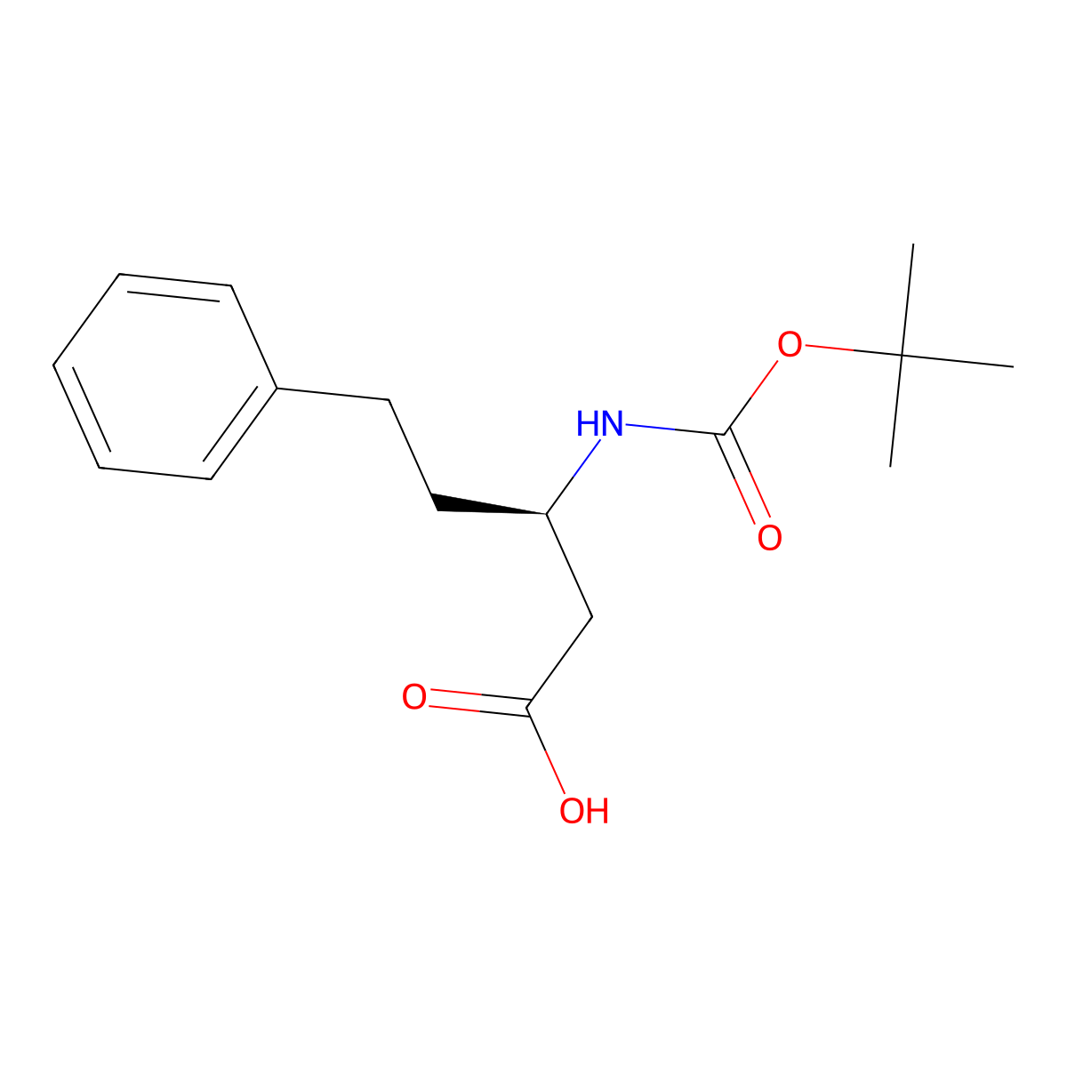 (betaR)-beta-(((1,1-Dimethylethoxy)carbonyl)amino)benzenepentanoic acid molecular structure, CAS 218608-83-4