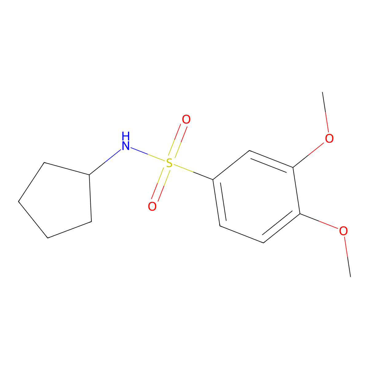 N-cyclopentyl-3,4-dimethoxybenzene-1-sulfonamide molecular structure, CAS 218613-77-5