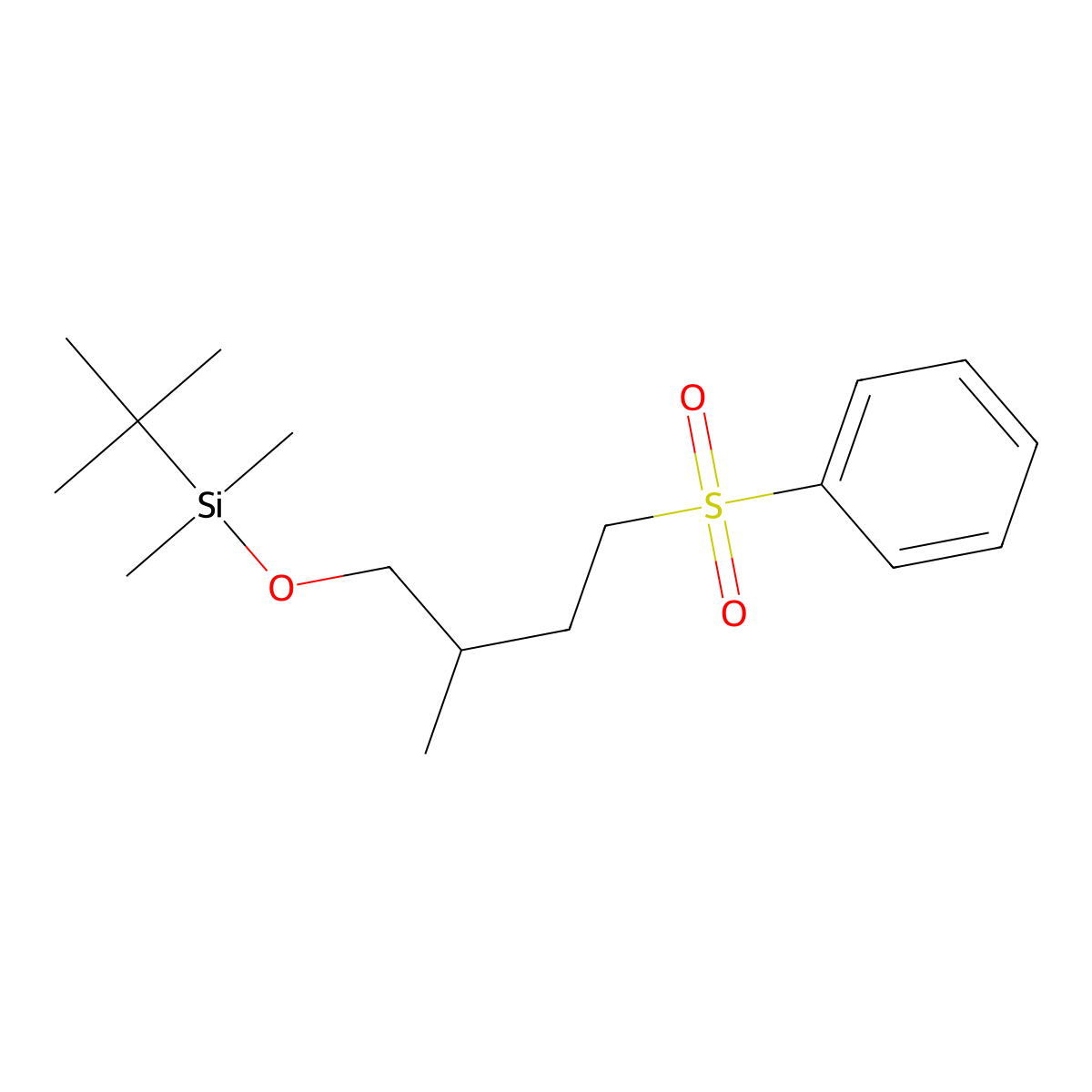 (3S)-4-{[Tert-butyl(dimethyl)silyl]oxy}-3-methylbutyl phenyl sulfone molecular structure, CAS 218613-98-0