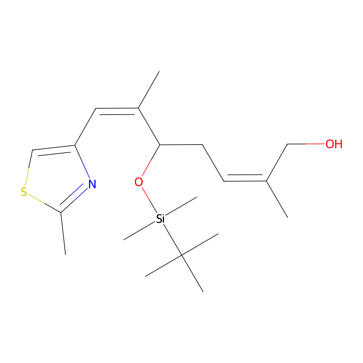(5S)-5-[tert-butyl(dimethyl)silyl]oxy-2,6-dimethyl-7-(2-methyl-1,3-thiazol-4-yl)hepta-2,6-dien-1-ol molecular structure, CAS 218614-16-5