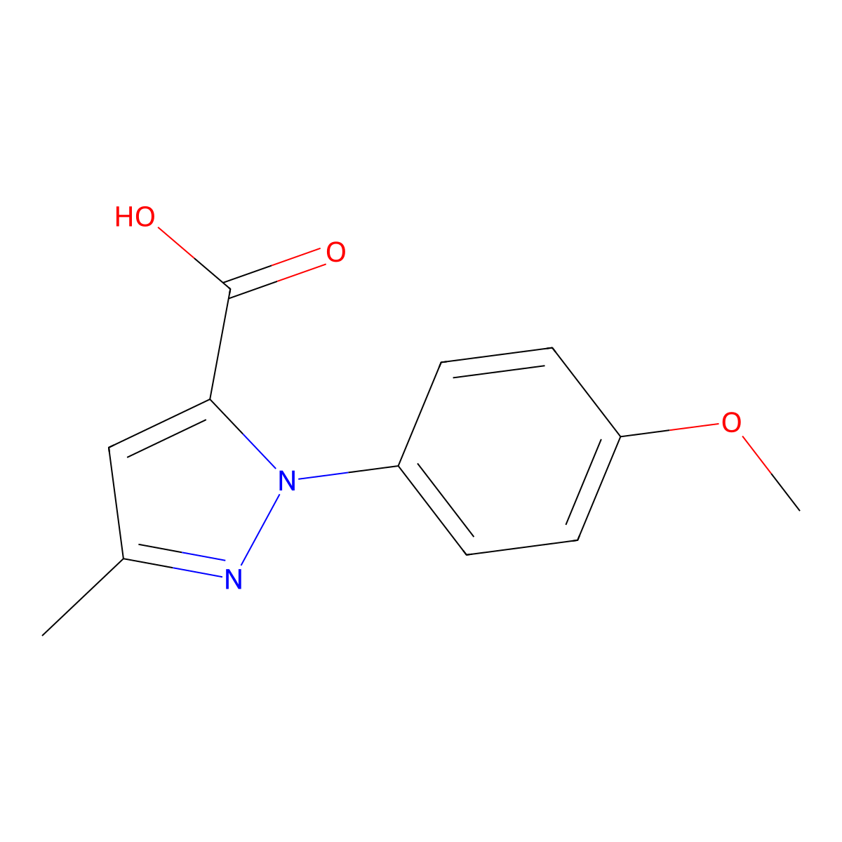1-(4-Methoxyphenyl)-3-methyl-1H-pyrazole-5-carboxylic acid molecular structure, CAS 218631-44-8