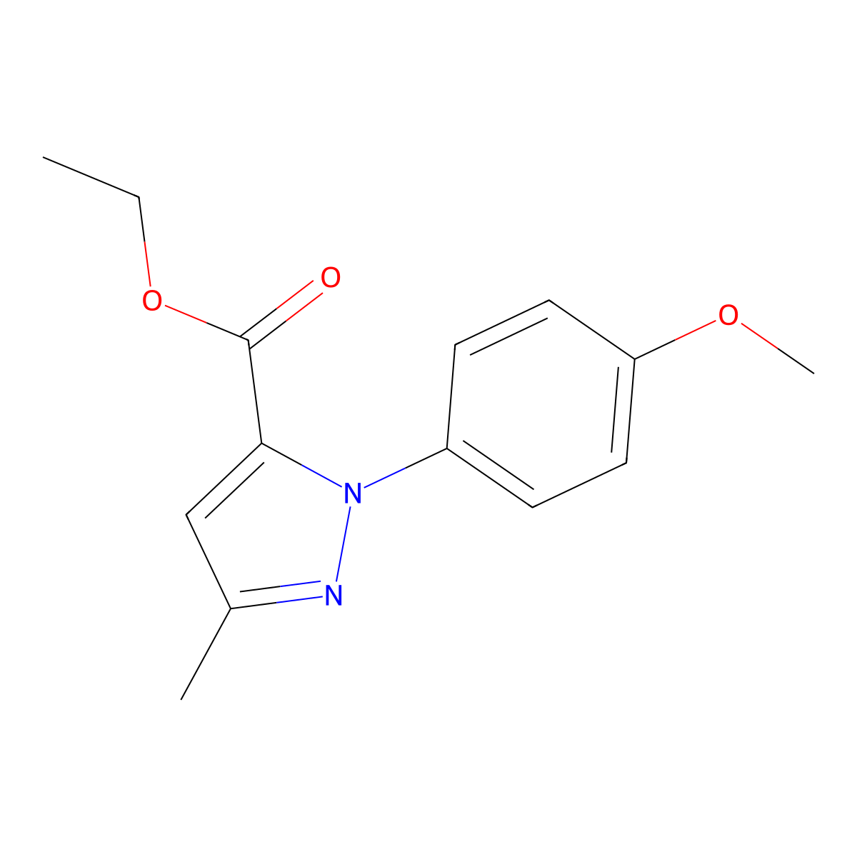 Ethyl 1-(4-methoxyphenyl)-3-methyl-1H-pyrazole-5-carboxylate molecular structure, CAS 218632-36-1