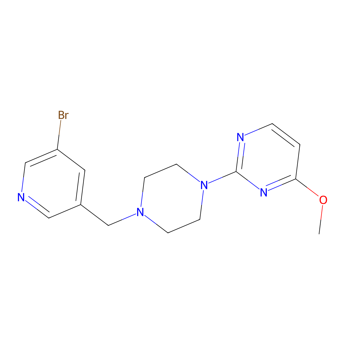 2-{4-[(5-Bromopyridin-3-yl)methyl]piperazin-1-yl}-4-methoxypyrimidine molecular structure, CAS 2186385-26-0