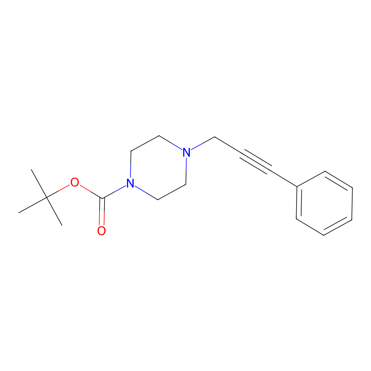 Tert-butyl 4-(3-phenylprop-2-yn-1-yl)piperazine-1-carboxylate molecular structure, CAS 2186638-96-8