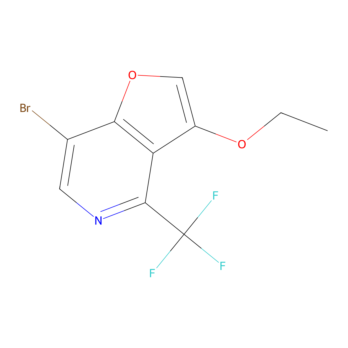 7-Bromo-3-ethoxy-4-(trifluoromethyl)furo[3,2-c]pyridine molecular structure, CAS 2186641-14-3