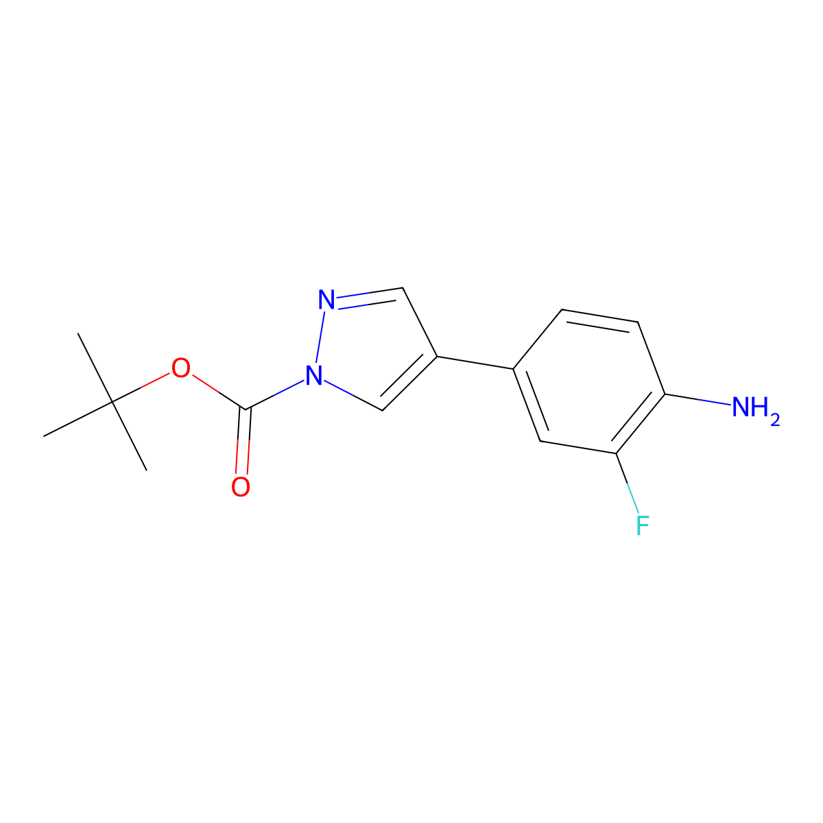 4-(4-Amino-3-fluorophenyl)-1H-pyrazole-1-carboxylic acid 1,1-dimethylethyl ester molecular structure, CAS 2186699-45-4
