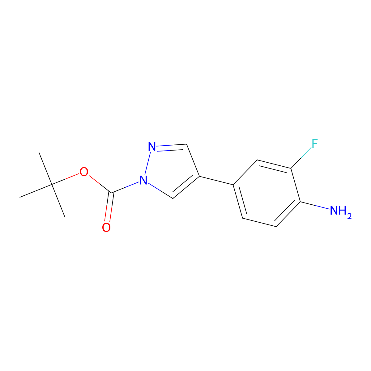 4-(4-Amino-3-fluorophenyl)-1H-pyrazole-1-carboxylic acid 1,1-dimethylethyl ester molecular structure, CAS 2186699-45-4