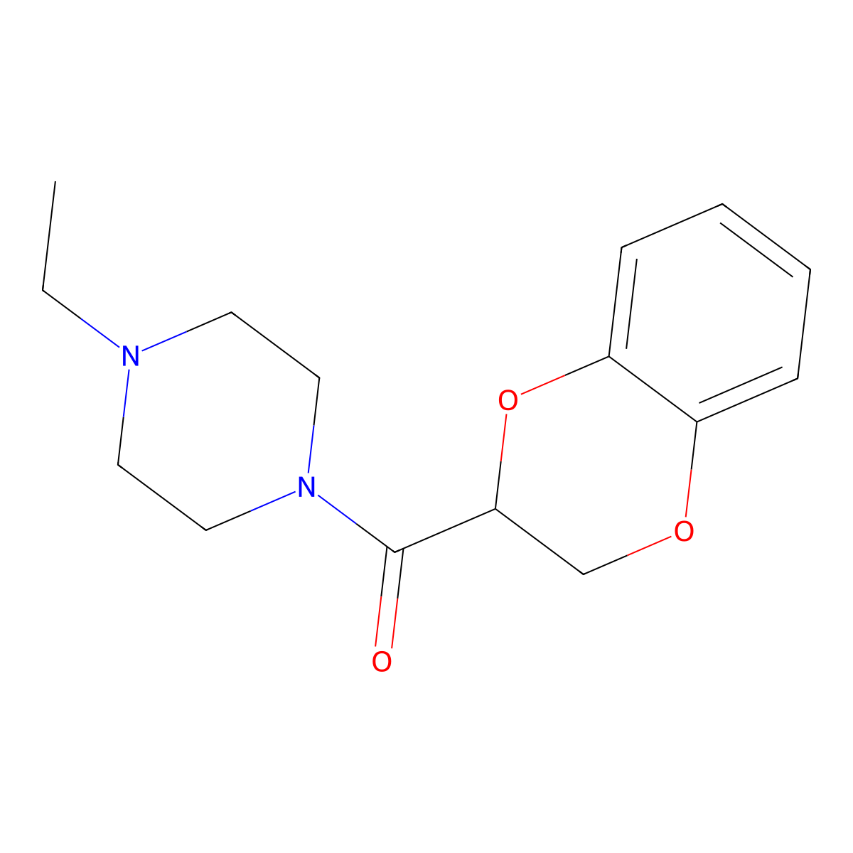 2H,3H-benzo[e]1,4-dioxin-2-yl 4-ethylpiperazinyl ketone molecular structure, CAS 21867-88-9