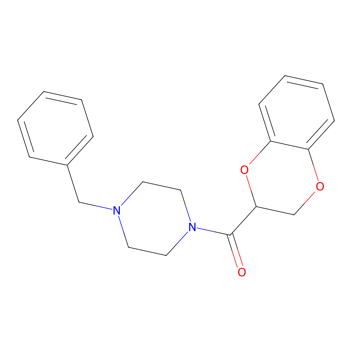 (4-Benzylpiperazin-1-yl)-(2,3-dihydro-1,4-benzodioxin-3-yl)methanone molecular structure, CAS 21867-92-5