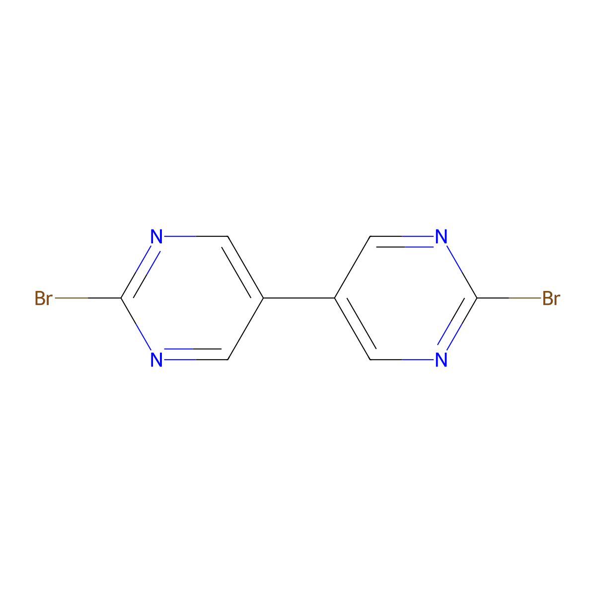 2,2'-Dibromo-5,5'-bipyrimidine molecular structure, CAS 2186709-26-0