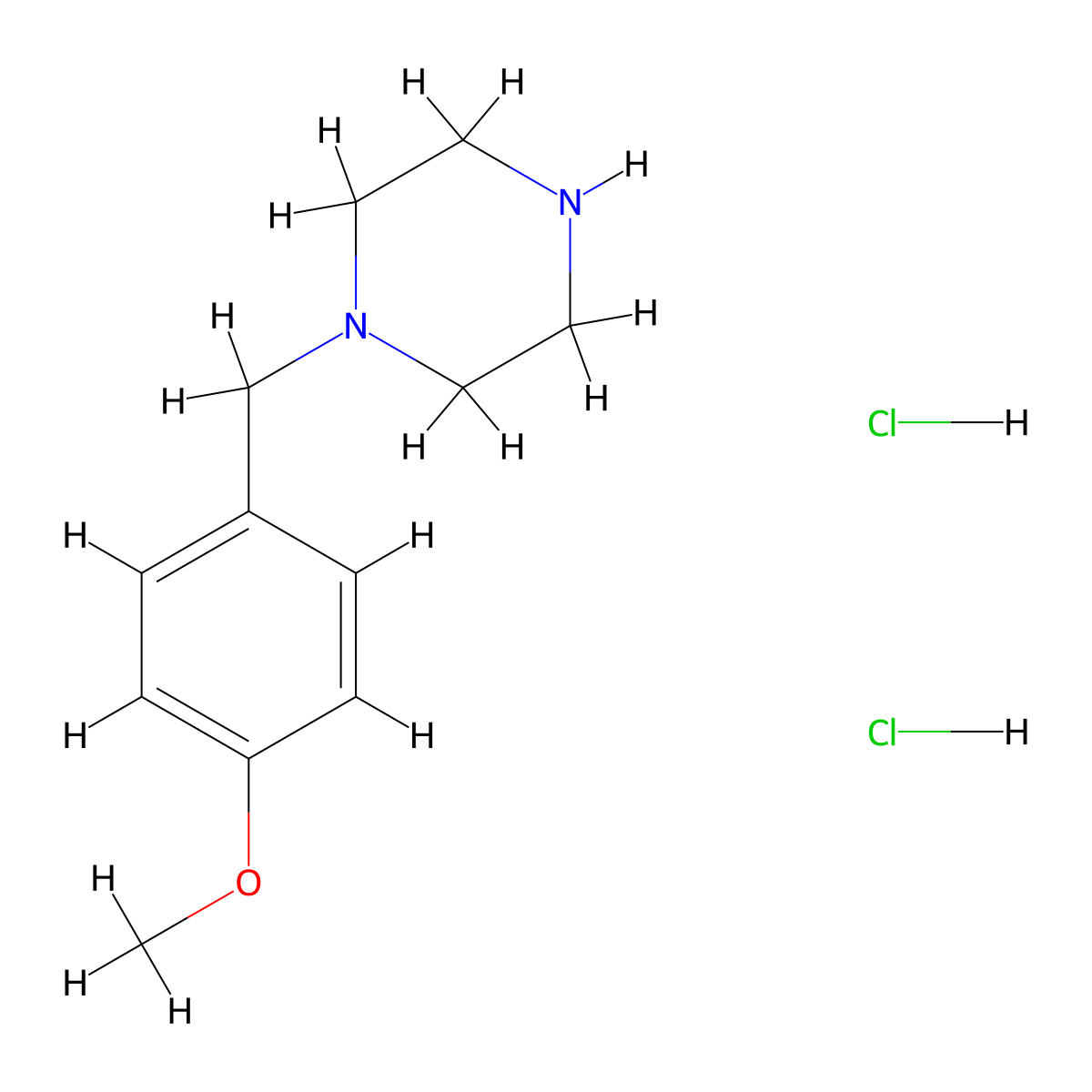 1-(4-Methoxybenzyl)piperazine dihydrochloride molecular structure, CAS 21868-01-9