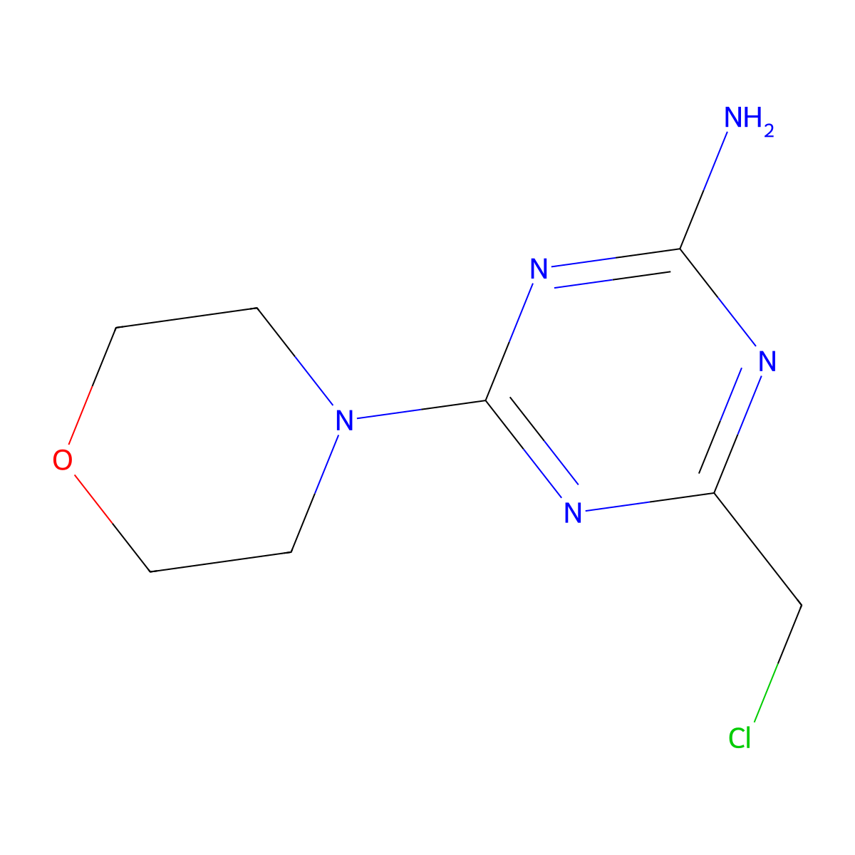 s-Triazine, 2-amino-4-(chloromethyl)-6-morpholino- molecular structure, CAS 21868-41-7