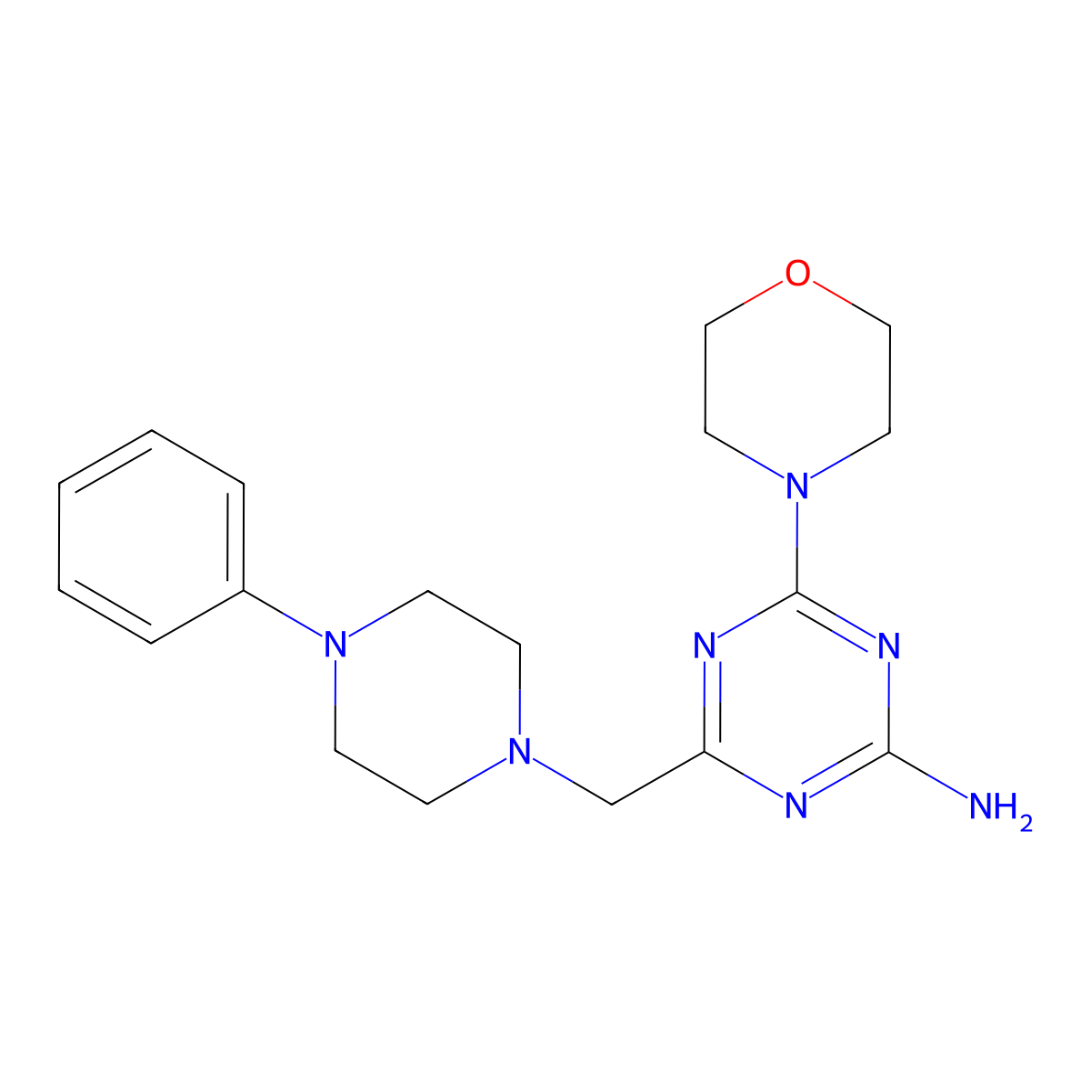 s-Triazine, 2-amino-4-morpholino-6-((4-phenyl-1-piperazinyl)methyl)- molecular structure, CAS 21868-47-3
