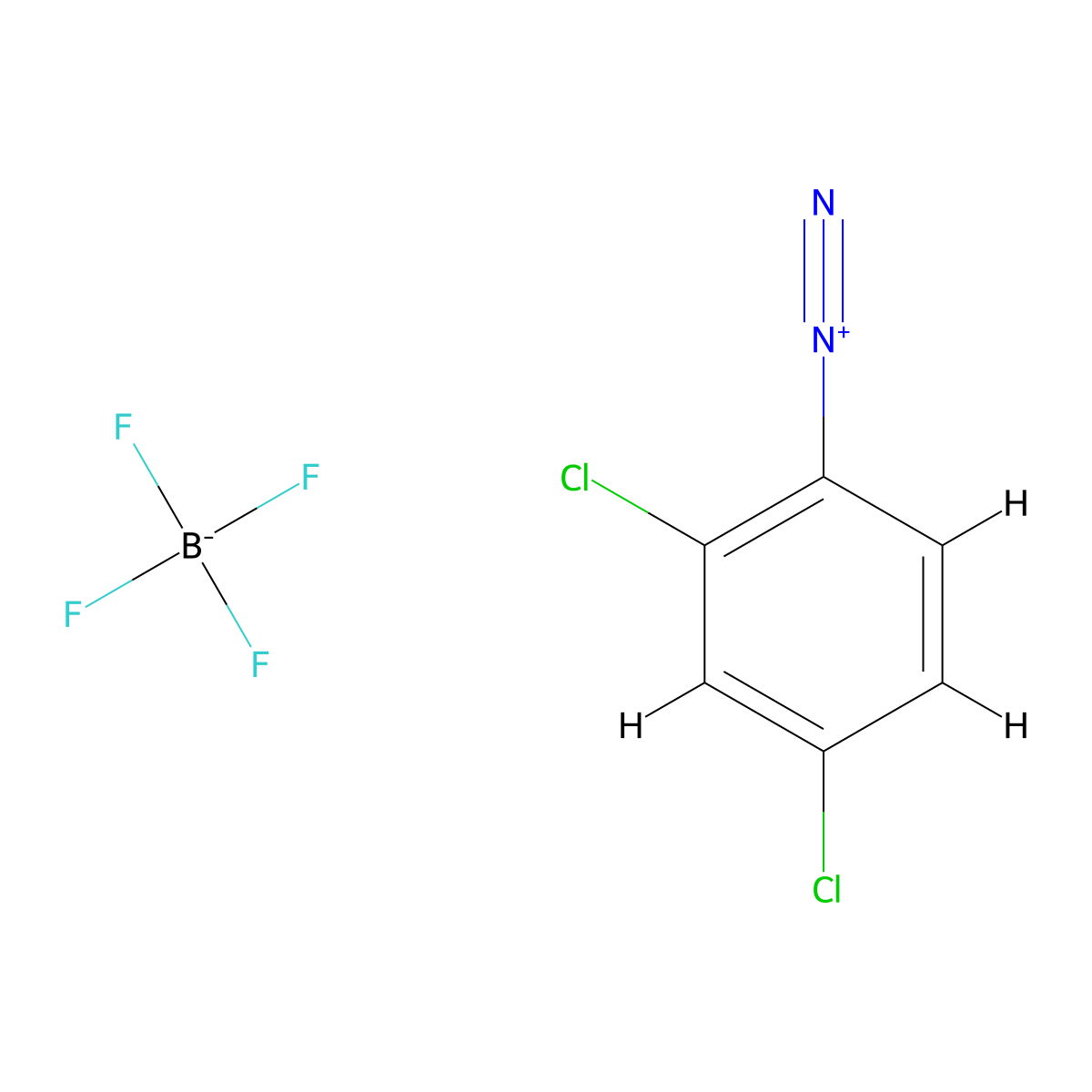Benzenediazonium, 2,4-dichloro-, tetrafluoroborate(1-) (1:1) molecular structure, CAS 21872-70-8