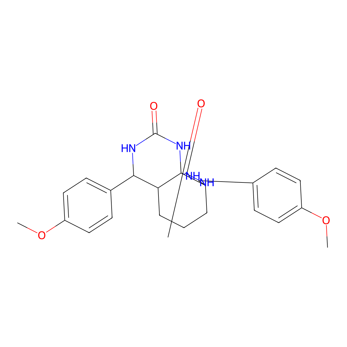 1H-Pyrimido[5,4-i]quinazoline-2,10(3H,4aH)-dione, octahydro-4,8-bis(4-methoxyphenyl)- molecular structure, CAS 21873-98-3