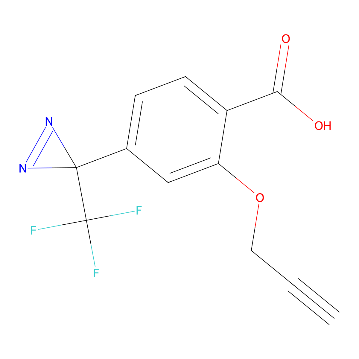 2-(prop-2-yn-1-yloxy)-4-(3-(trifluoromethyl)-3H-diazirin-3-yl)benzoic acid molecular structure, CAS 2187374-12-3