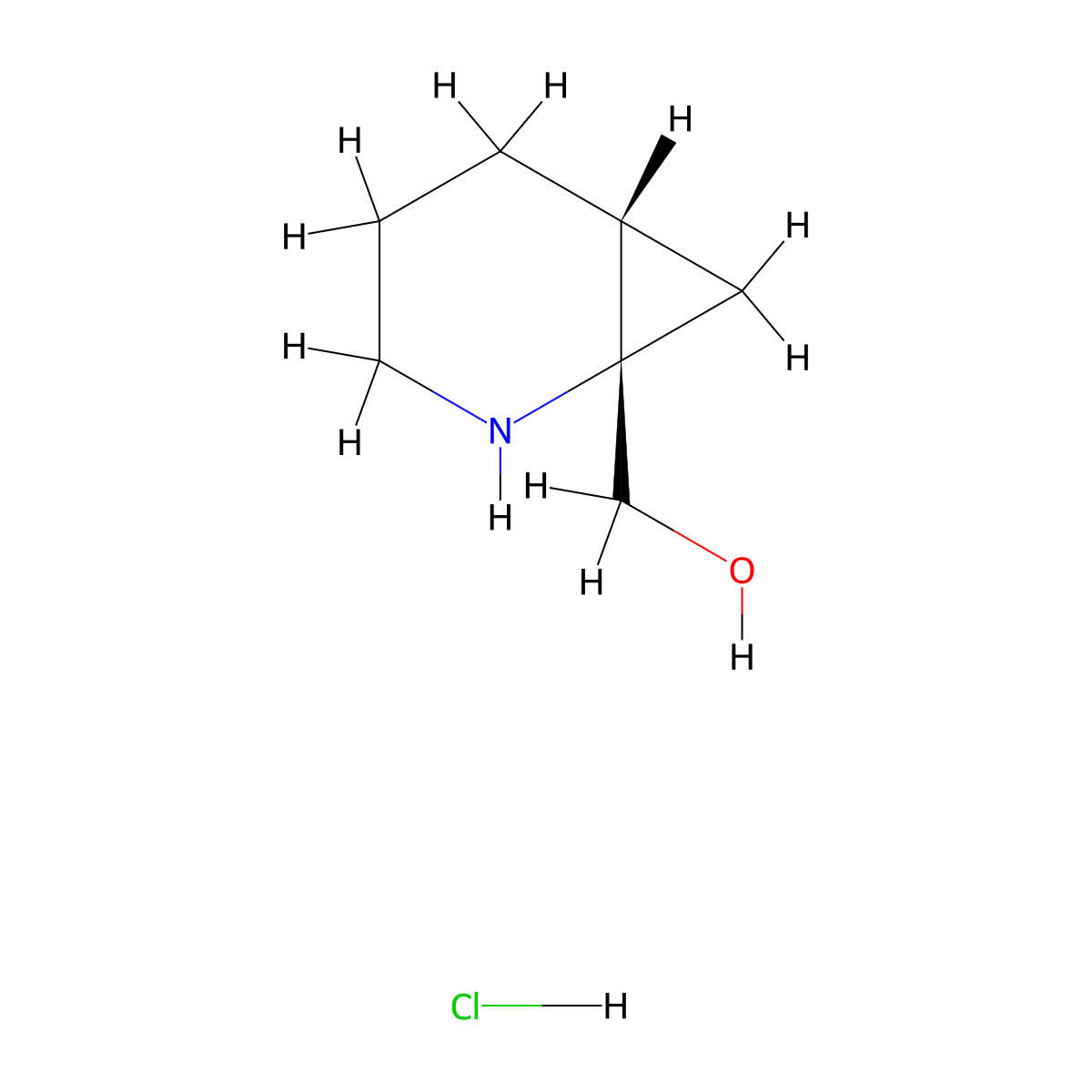 2-Azabicyclo[4.1.0]heptan-1-ylmethanol hydrochloride molecular structure, CAS 2187426-49-7