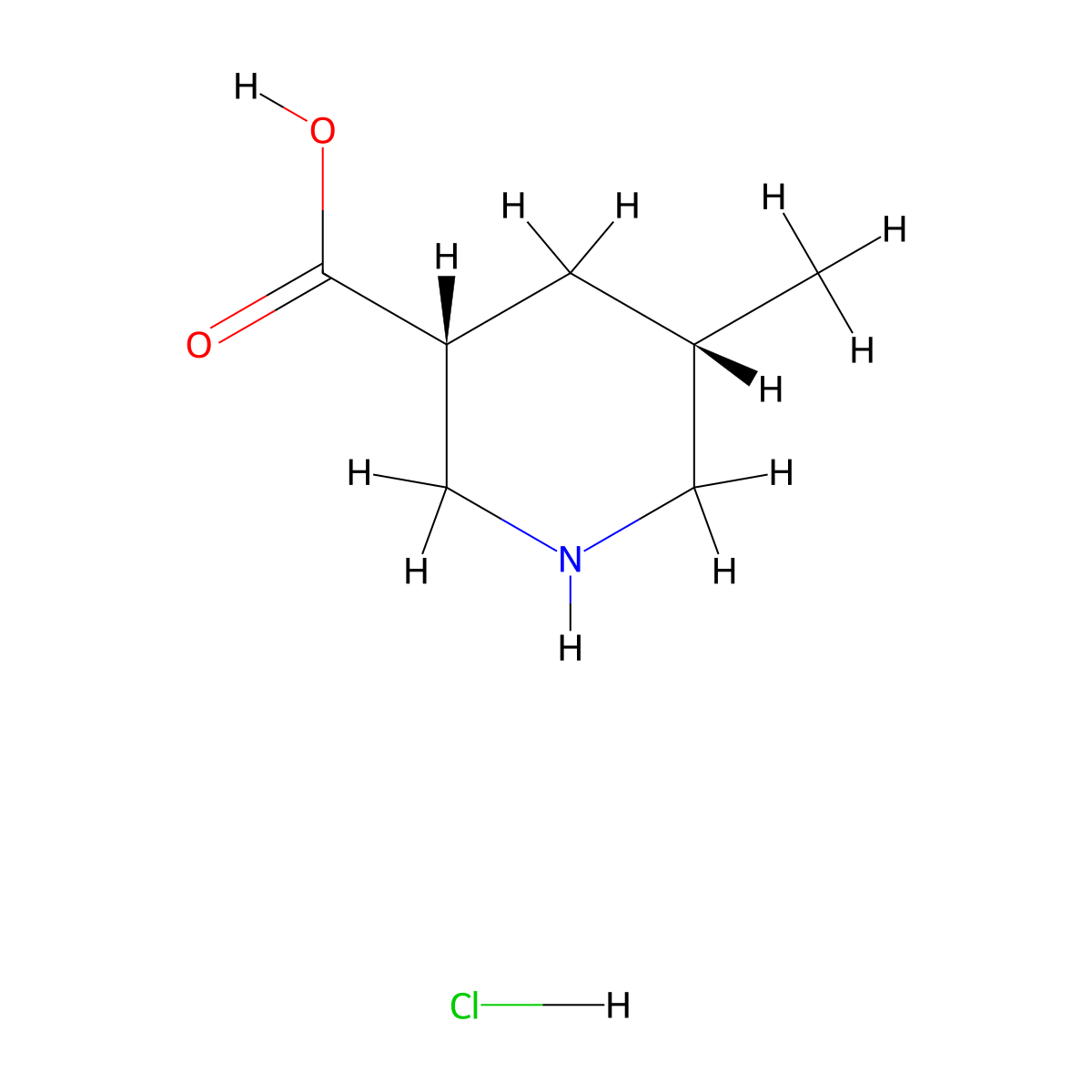 (3R,5S)-5-Methylpiperidine-3-carboxylic acid hydrochloride molecular structure, CAS 2187426-52-2