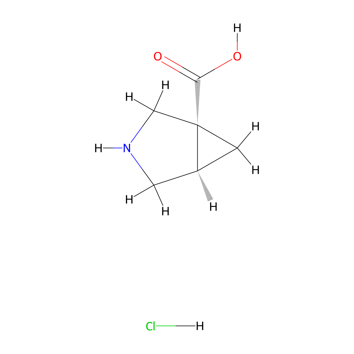 (1R,5R)-3-azabicyclo(3.1.0)hexane-1-carboxylic acid hydrochloride molecular structure, CAS 2187426-54-4