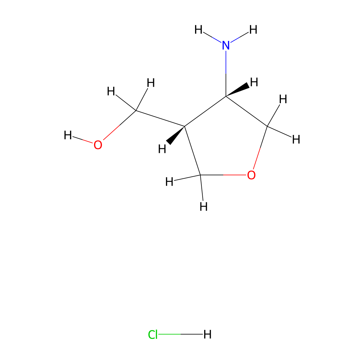 ((3S,4S)-4-Aminotetrahydrofuran-3-yl)methanol hydrochloride molecular structure, CAS 2187426-62-4