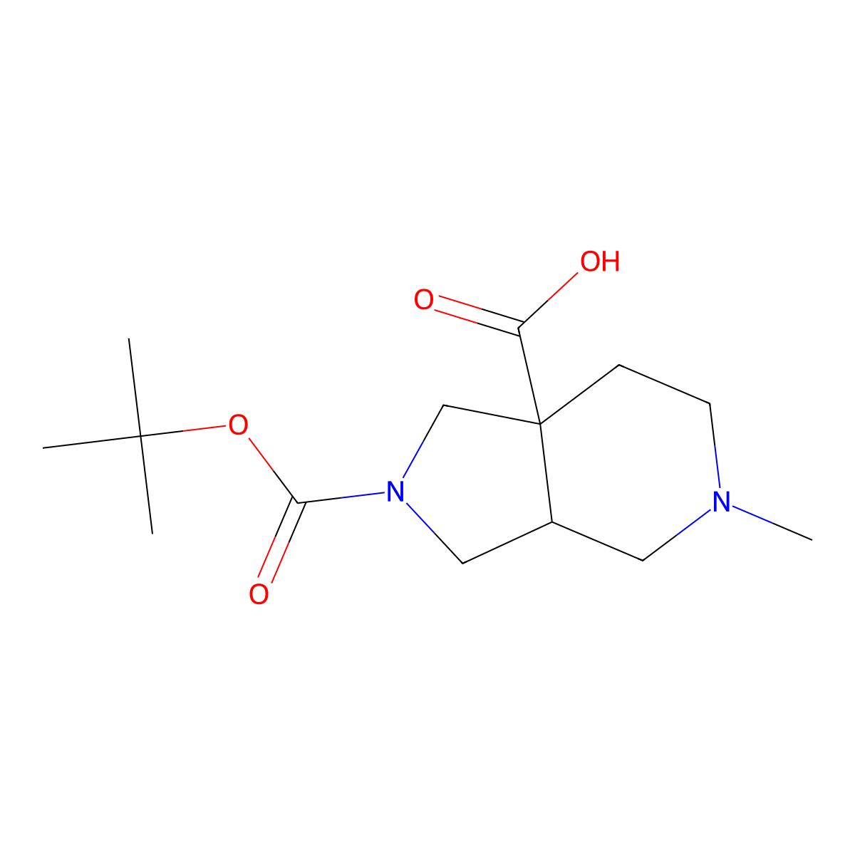 Rac-(3AR,7AS)-2-[(tert-butoxy)carbonyl]-5-methyl-octahydro-1H-pyrrolo[3,4-C]pyridine-7A-carboxylic acid molecular structure, CAS 2187426-64-6