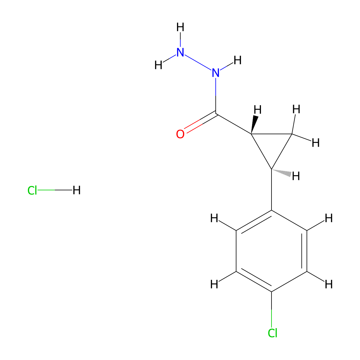 (1R,2R)-2-(4-Chlorophenyl)cyclopropane-1-carbohydrazide;hydrochloride molecular structure, CAS 2187426-68-0