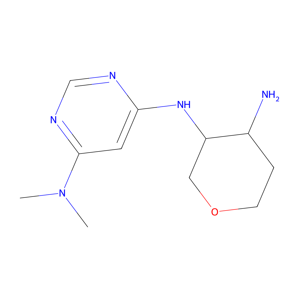 6-N-[(3S,4S)-4-aminooxan-3-yl]-4-N,4-N-dimethylpyrimidine-4,6-diamine molecular structure, CAS 2187426-70-4