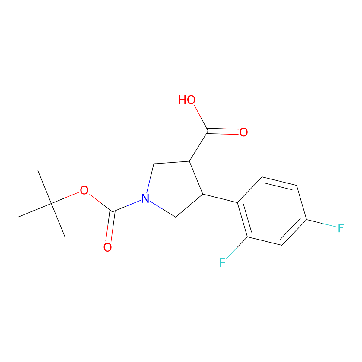 rac-(3R,4S)-1-((tert-butoxy)carbonyl)-4-(2,4-difluorophenyl)pyrrolidine-3-carboxylic acid molecular structure, CAS 2187426-81-7