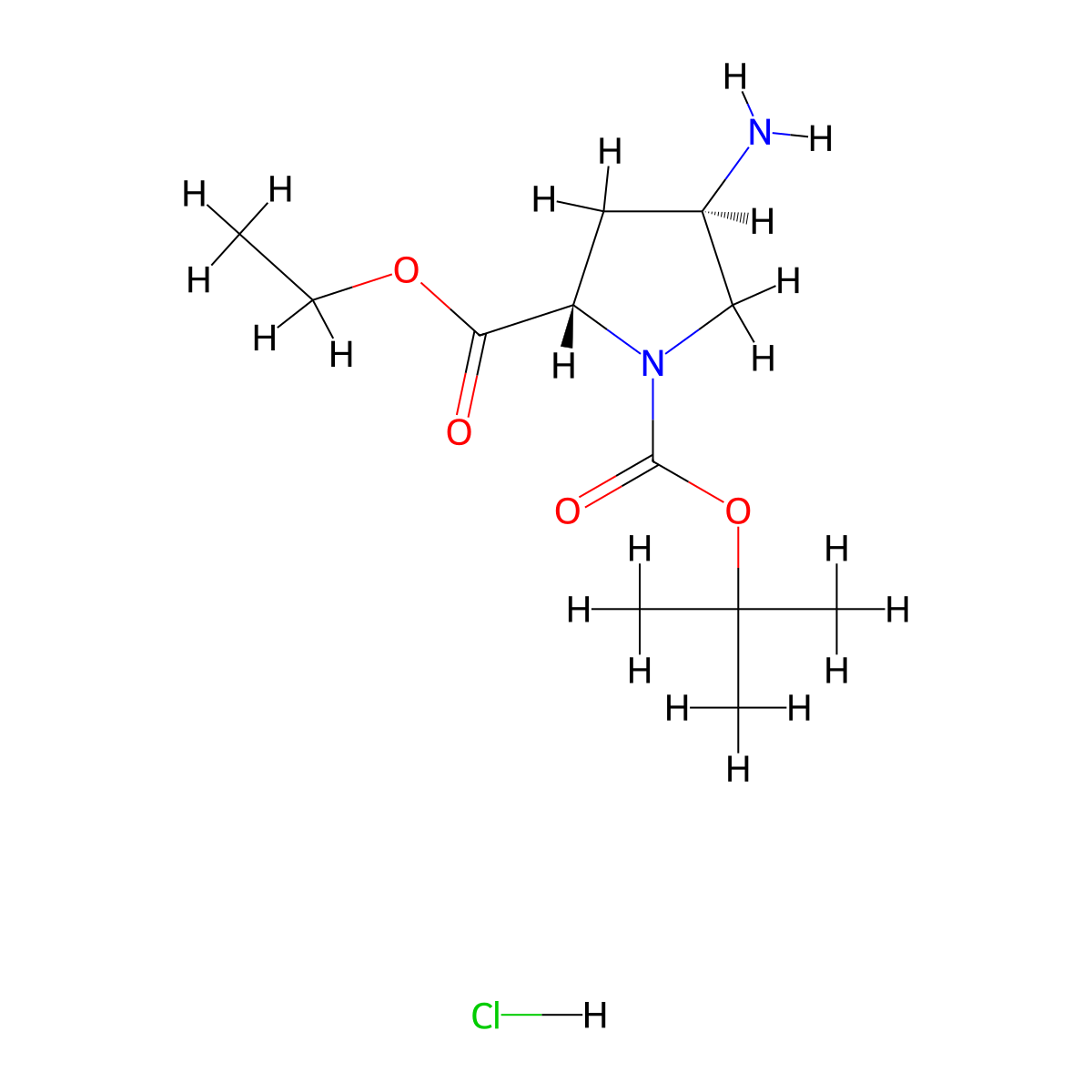 (2S,4R)-1-tert-Butyl 2-ethyl 4-aminopyrrolidine-1,2-dicarboxylate hydrochloride molecular structure, CAS 2187426-87-3