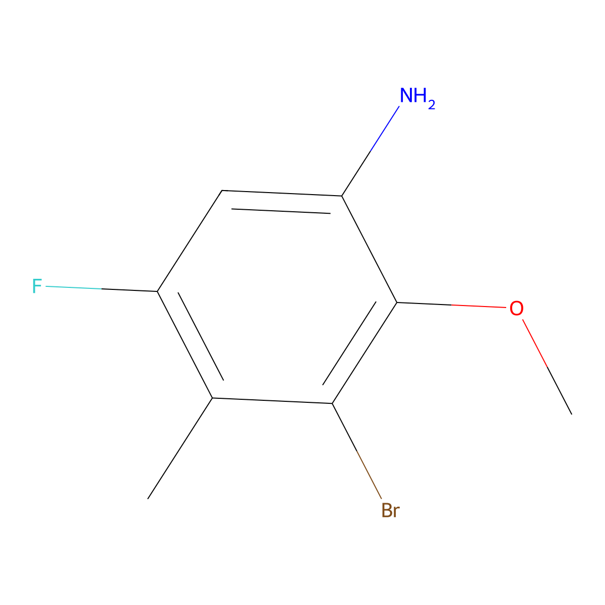 3-Bromo-5-fluoro-2-methoxy-4-methylaniline molecular structure, CAS 2187434-04-2