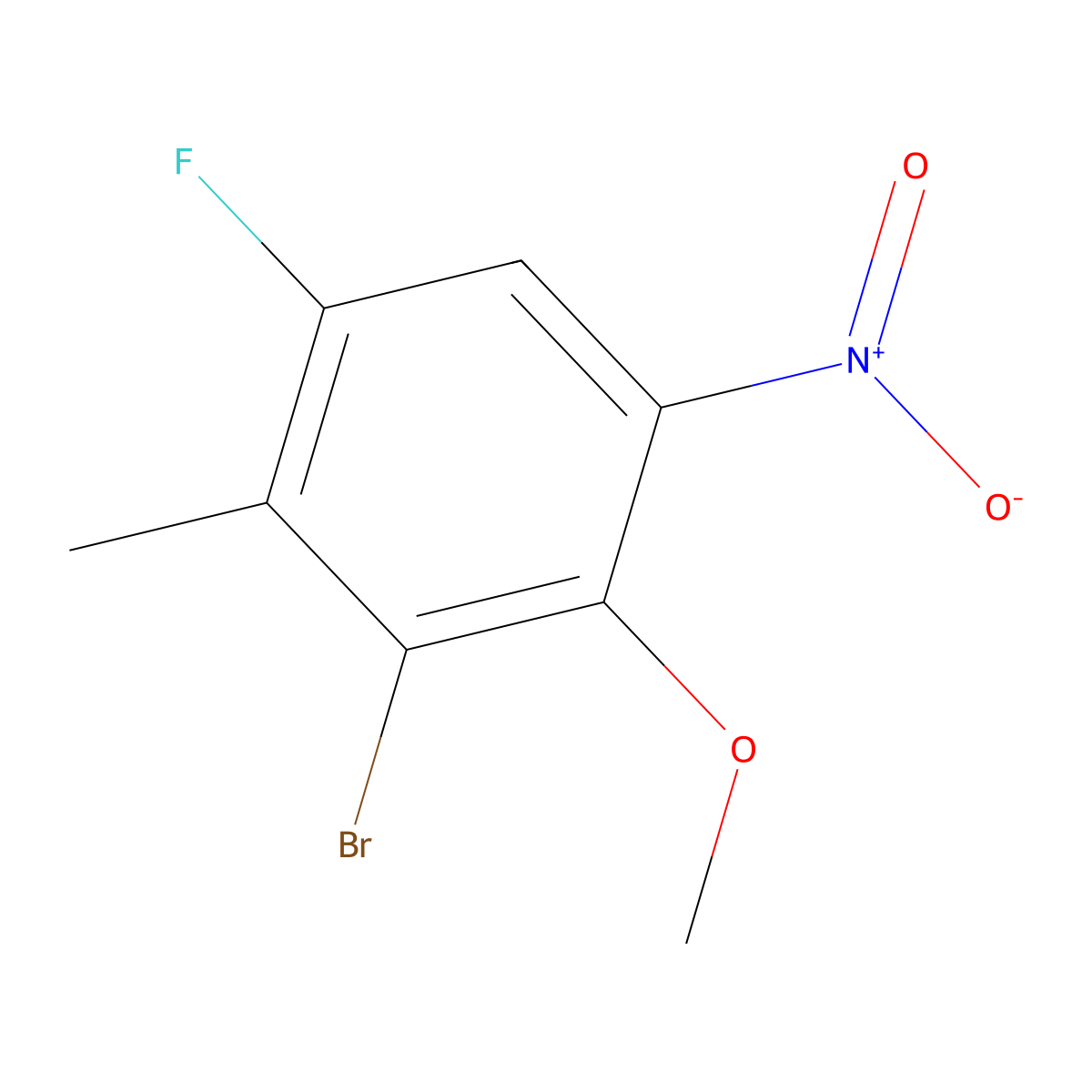 2-Bromo-4-fluoro-3-methyl-6-nitroanisole molecular structure, CAS 2187435-02-3