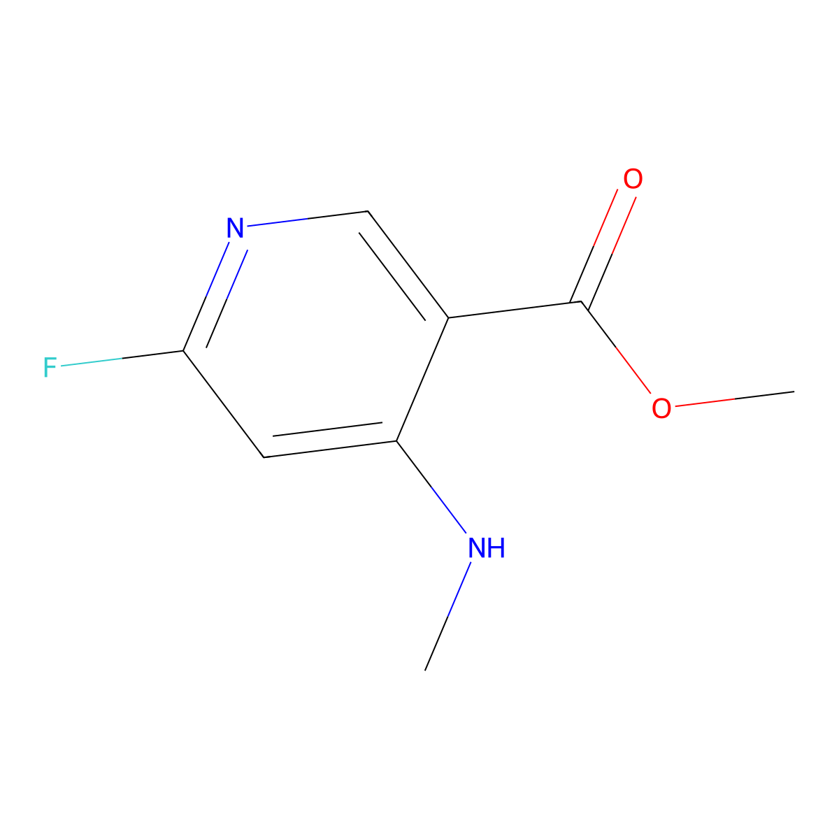 Methyl 6-fluoro-4-(methylamino)pyridine-3-carboxylate molecular structure, CAS 2187435-19-2