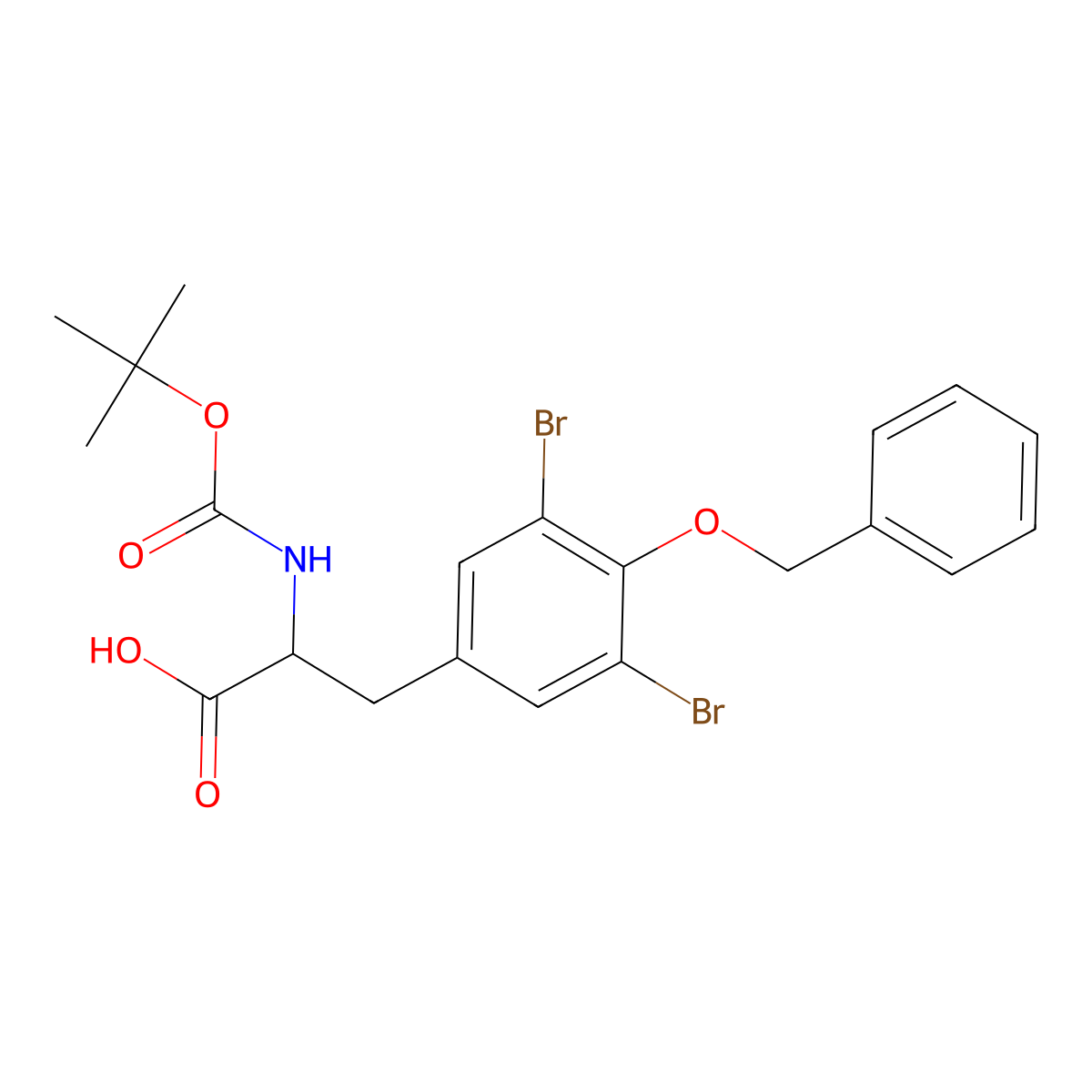 (2S)-3-[3,5-Dibromo-4-(phenylmethoxy)phenyl]-2-[(tert-butoxy)carbonylamino]propanoic acid molecular structure, CAS 218769-47-2