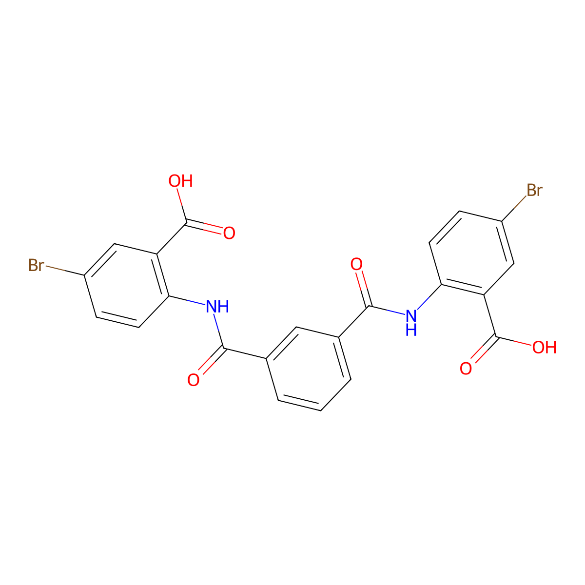 5-Bromo-2-[[3-[(4-bromo-2-carboxy-phenyl)carbamoyl]benzoyl]amino]benzoic acid molecular structure, CAS 218771-25-6