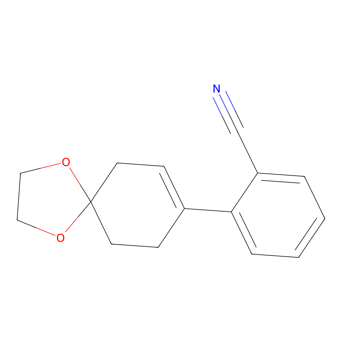 2-(1,4-Dioxaspiro[4.5]dec-7-en-8-yl)benzonitrile molecular structure, CAS 218776-26-2