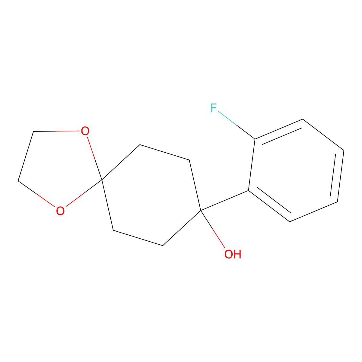 8-(2-Fluorophenyl)-1,4-dioxaspiro[4.5]decan-8-ol molecular structure, CAS 218776-89-7