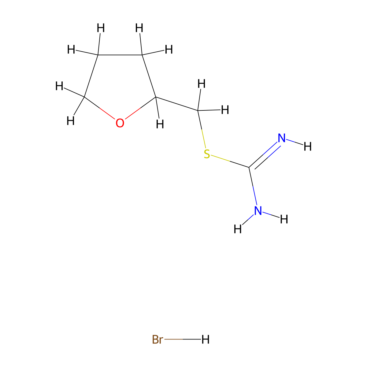 [(Oxolan-2-ylmethyl)sulfanyl]methanimidamide hydrobromide molecular structure, CAS 21878-05-7