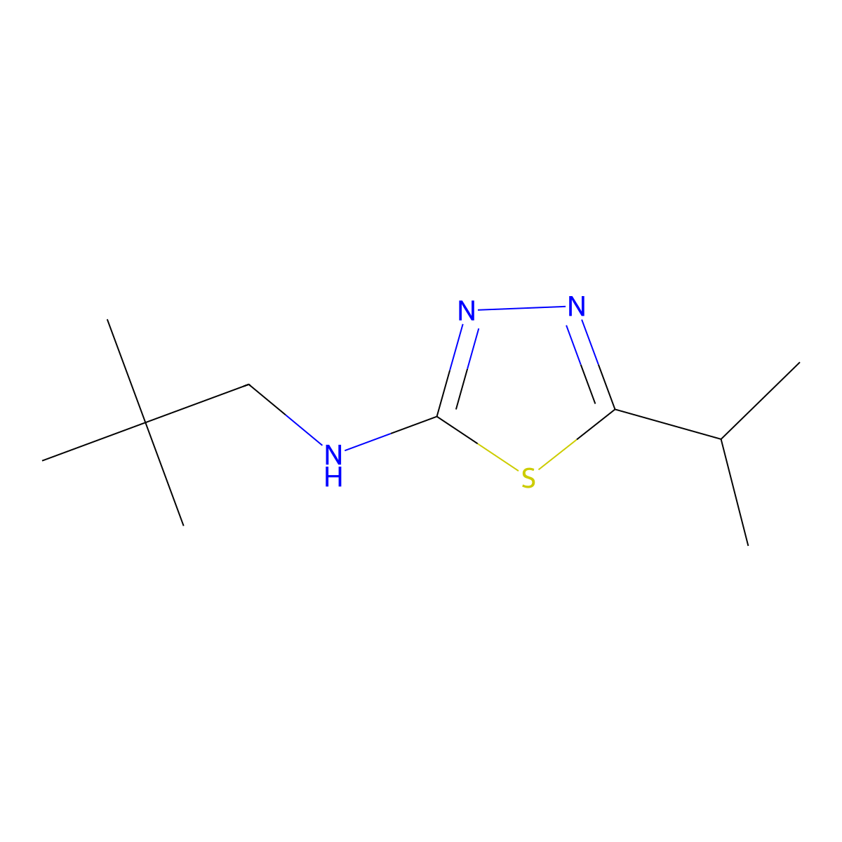 N-(2,2-dimethylpropyl)-5-propan-2-yl-1,3,4-thiadiazol-2-amine molecular structure, CAS 218795-46-1