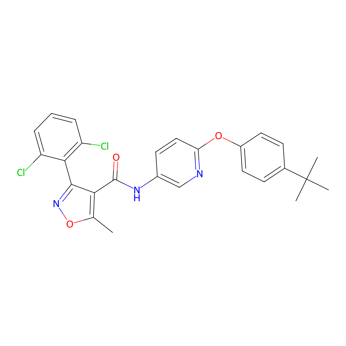 N-[6-[4-(tert-Butyl)phenoxy]pyridin-3-yl]-3-(2,6-dichlorophenyl)-5-methylisoxazole-4-carboxamide molecular structure, CAS 218795-58-5