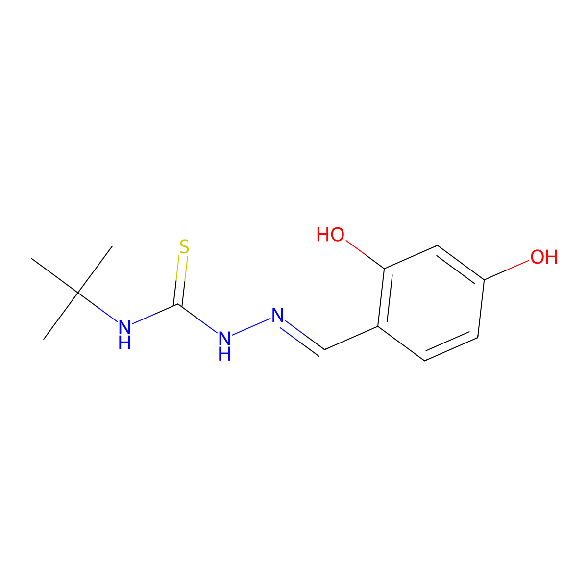 1-tert-butyl-3-[(E)-(2,4-dihydroxyphenyl)methylideneamino]thiourea molecular structure, CAS 218795-74-5